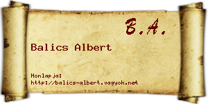 Balics Albert névjegykártya